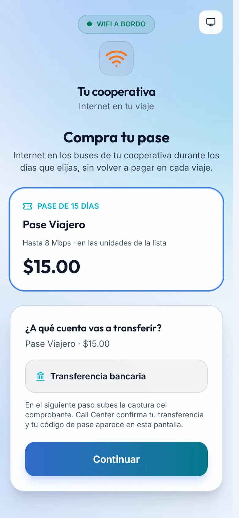 TransitConnect: elige y paga tu plan de internet